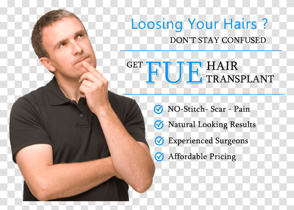 Hair Transplant Banner Man Thinking Background, Person, Face, Outdoors Transparent Png