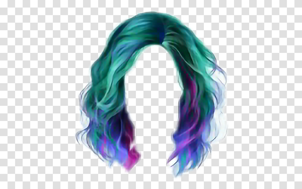 Hair Wig Blue Hair, Clothing, Apparel, Scarf, Person Transparent Png
