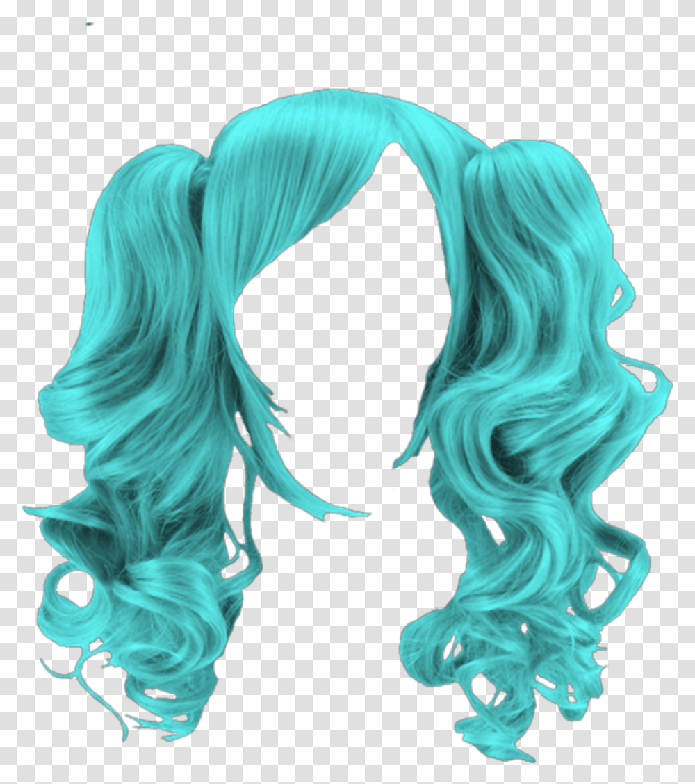Hair Wig Pigtails Turquoise Costume Beauty Party Hallo, Person, Human, Heart, Smoke Transparent Png