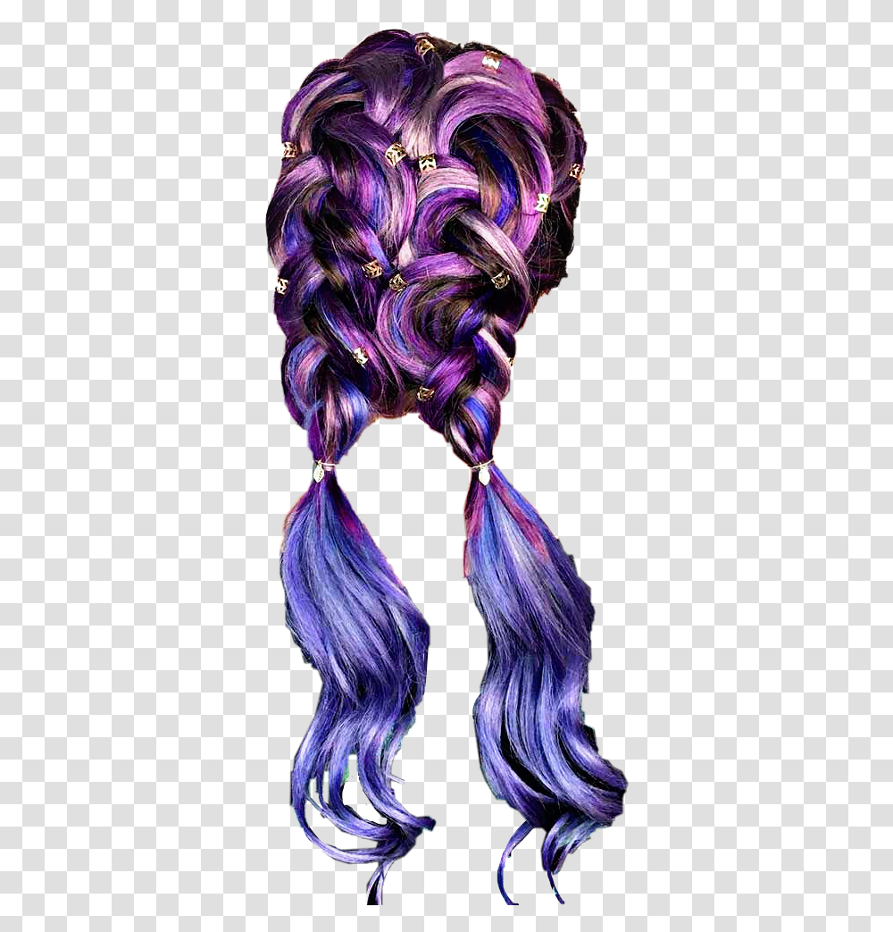 Hair Wig Purple Pigtails Braids Freetoedit Lace Wig, Person, Human Transparent Png