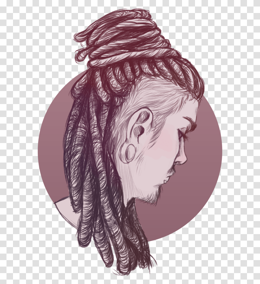Hairblack Illustrationearartwork Dreads Hair Cartoon, Person, Human, Drawing, Sketch Transparent Png