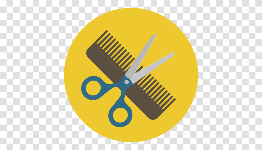 Hairdresser Flat Icon, Comb, Scissors, Blade, Weapon Transparent Png