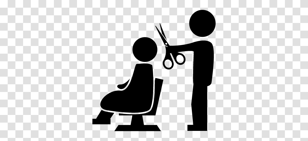 Hairdresser With Scissors Cutting The Hair To A Client Sitting, Gray, World Of Warcraft Transparent Png
