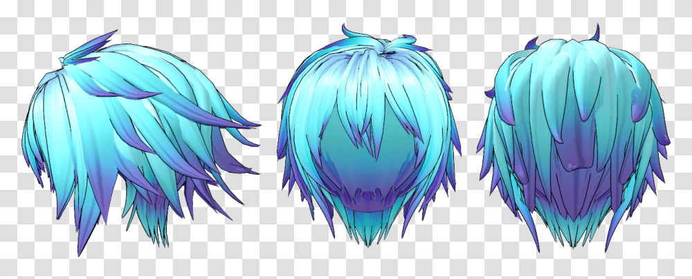 Hairstyle Blue Hair Model Anime Hair Male Back, Graphics, Art, Pattern, Bird Transparent Png