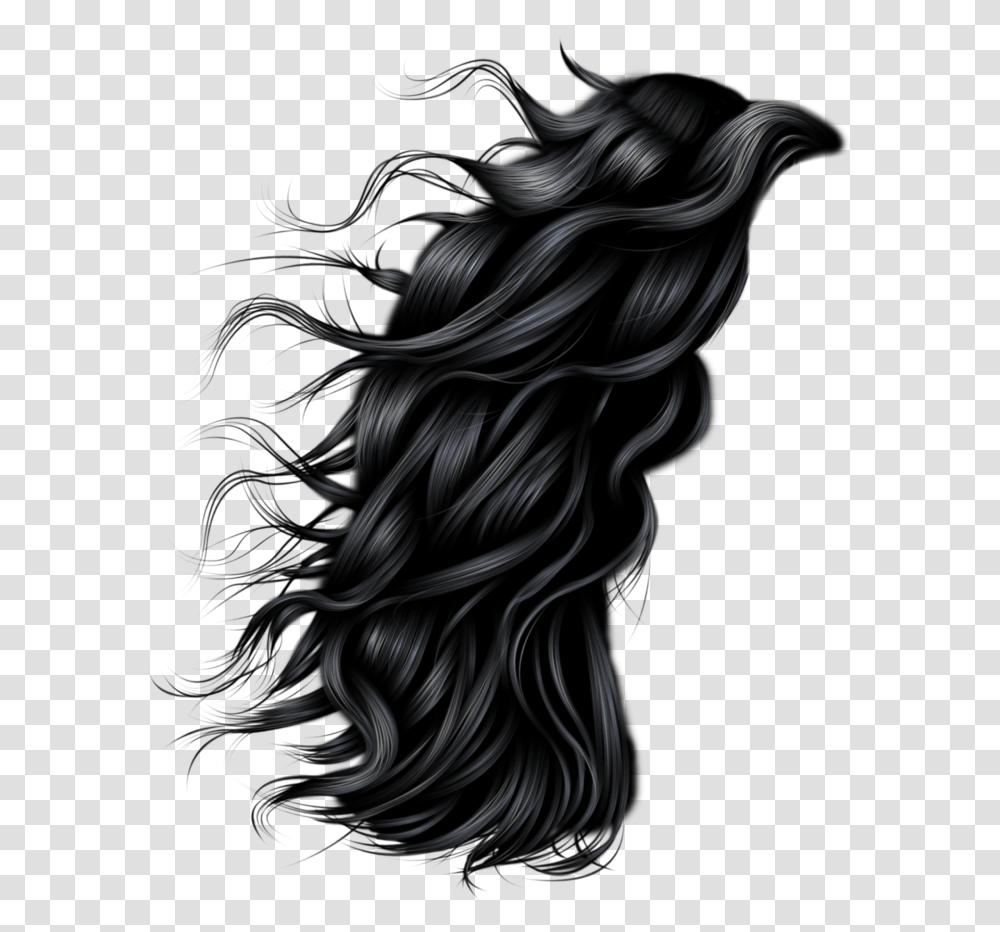 Hairstyle Photography Clip Art Long Hair Men, Black Hair, Painting Transparent Png