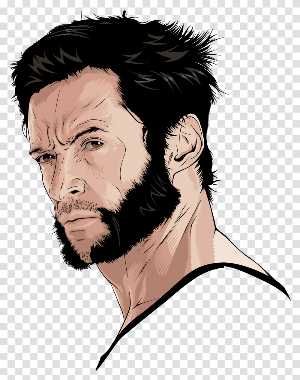 Hairstyleartblack Hair Hugh Jackman Clipart, Face, Person, Human, Head Transparent Png