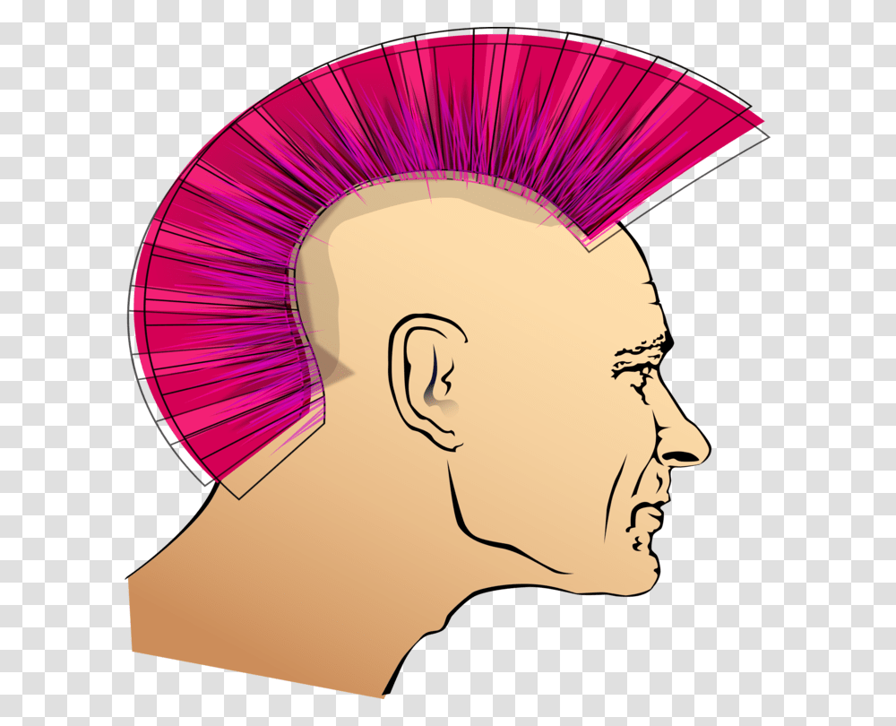 Hairstyleartchin Punk Mohawk Comic, Head, Face, Person, Drawing Transparent Png