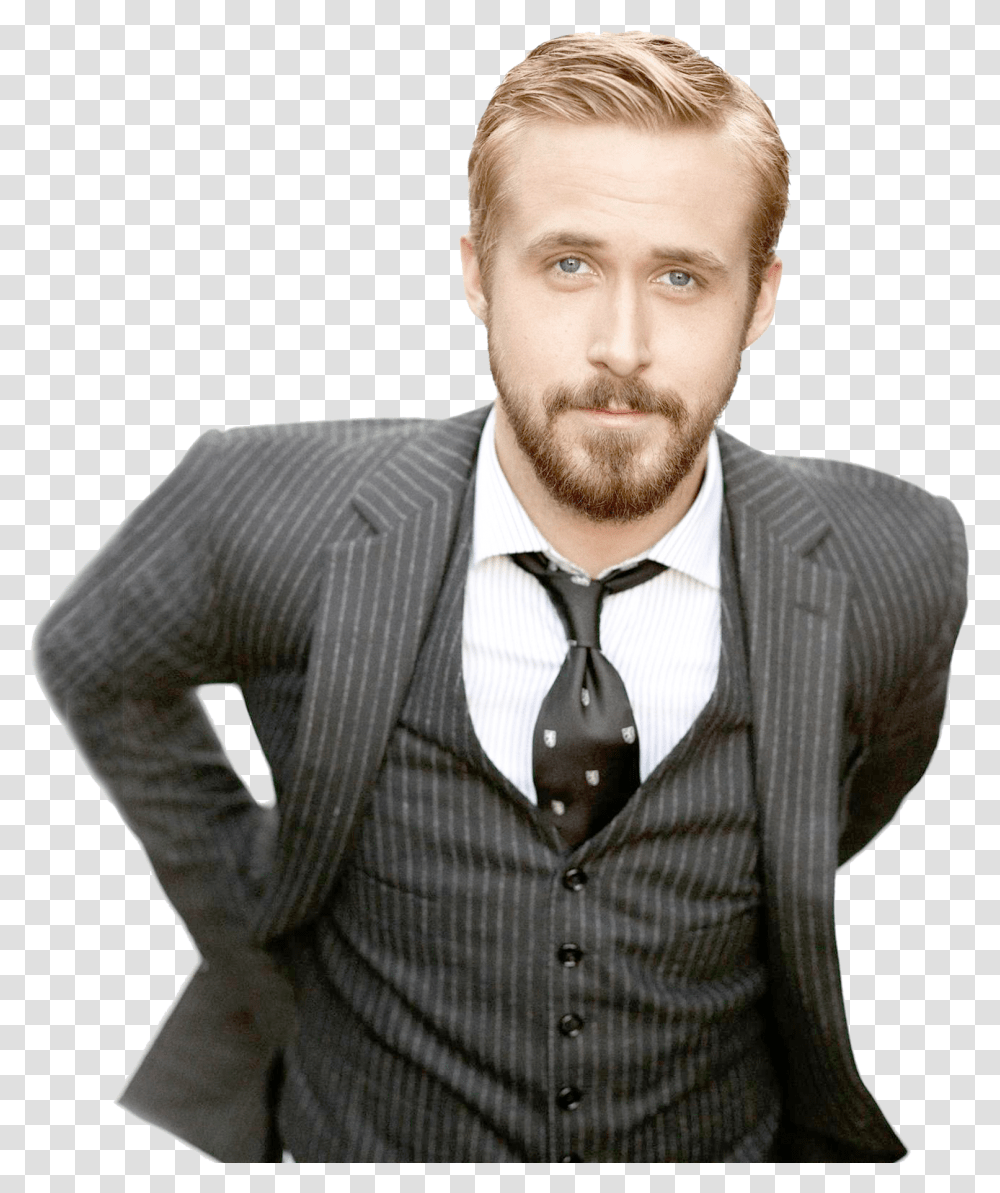 Hairsuitfacial Hairmodeljacket Ryan Gosling Arts Admin, Tie, Accessories, Overcoat Transparent Png