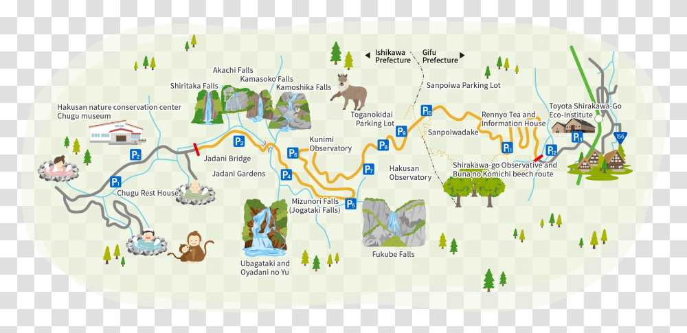 Hakusan Shirakawago White Road, Plot, Map, Diagram, Atlas Transparent Png