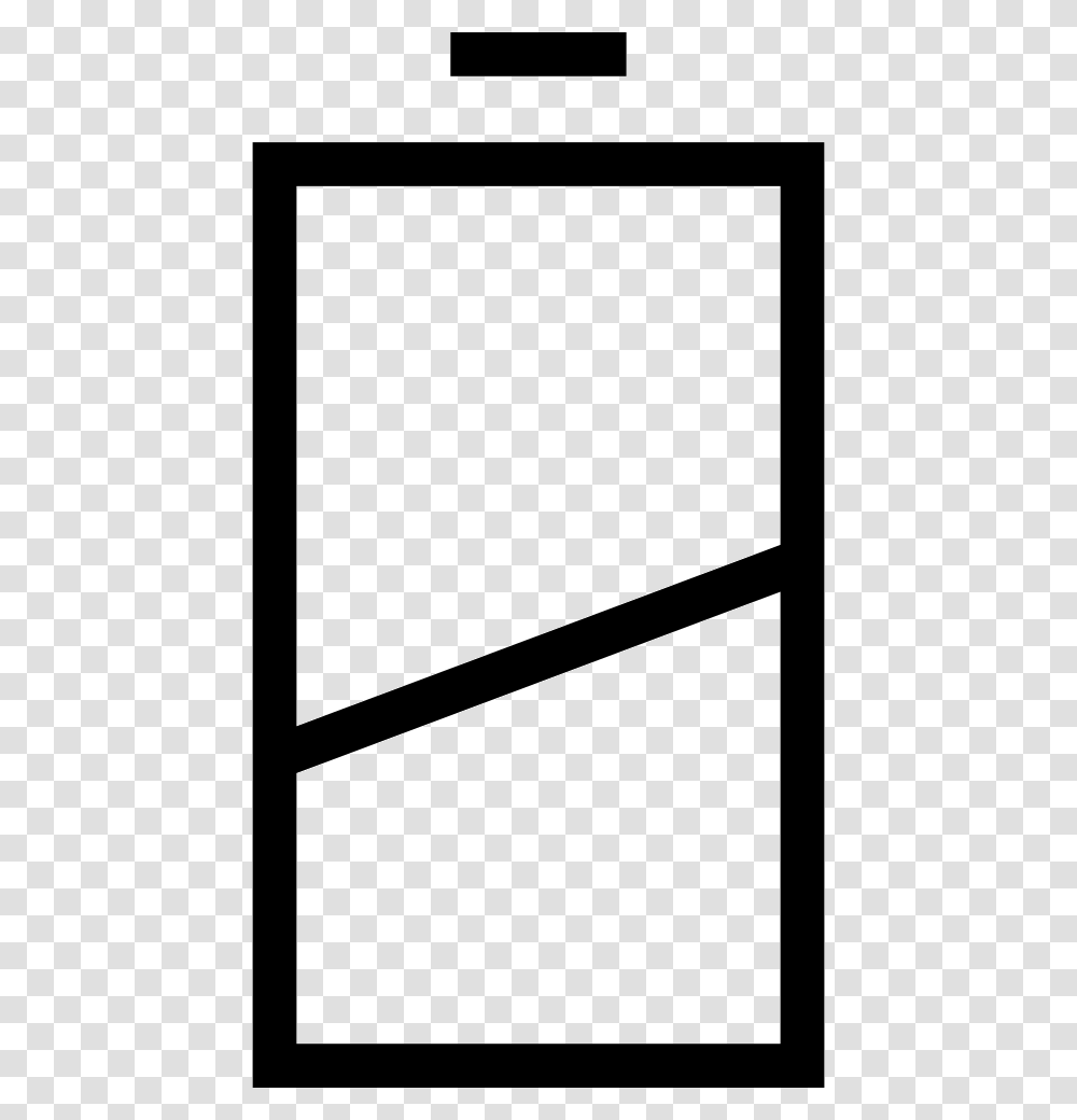 Half Battery Status Symbol With Diagonal Line Icon Free, Screen, Electronics, Projection Screen, White Board Transparent Png