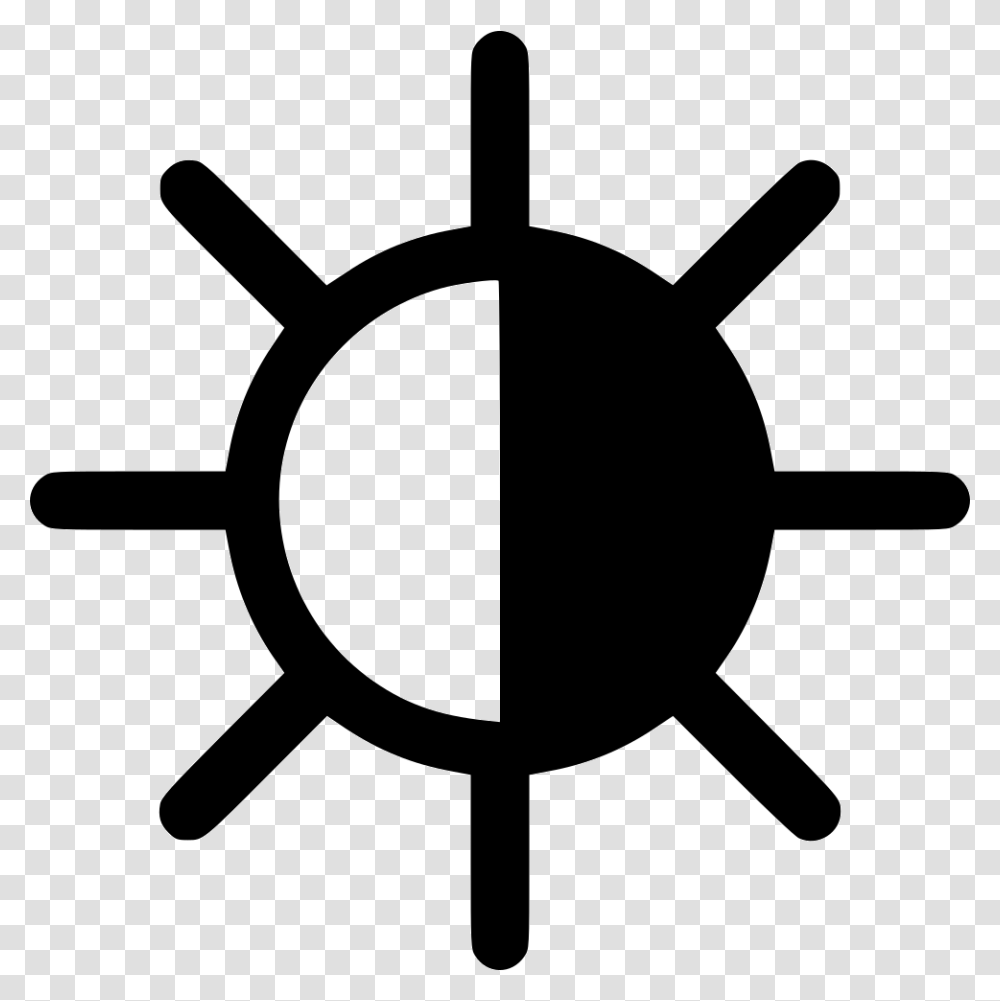 Half Black Sun Icon Free Download, Stencil, Compass Transparent Png