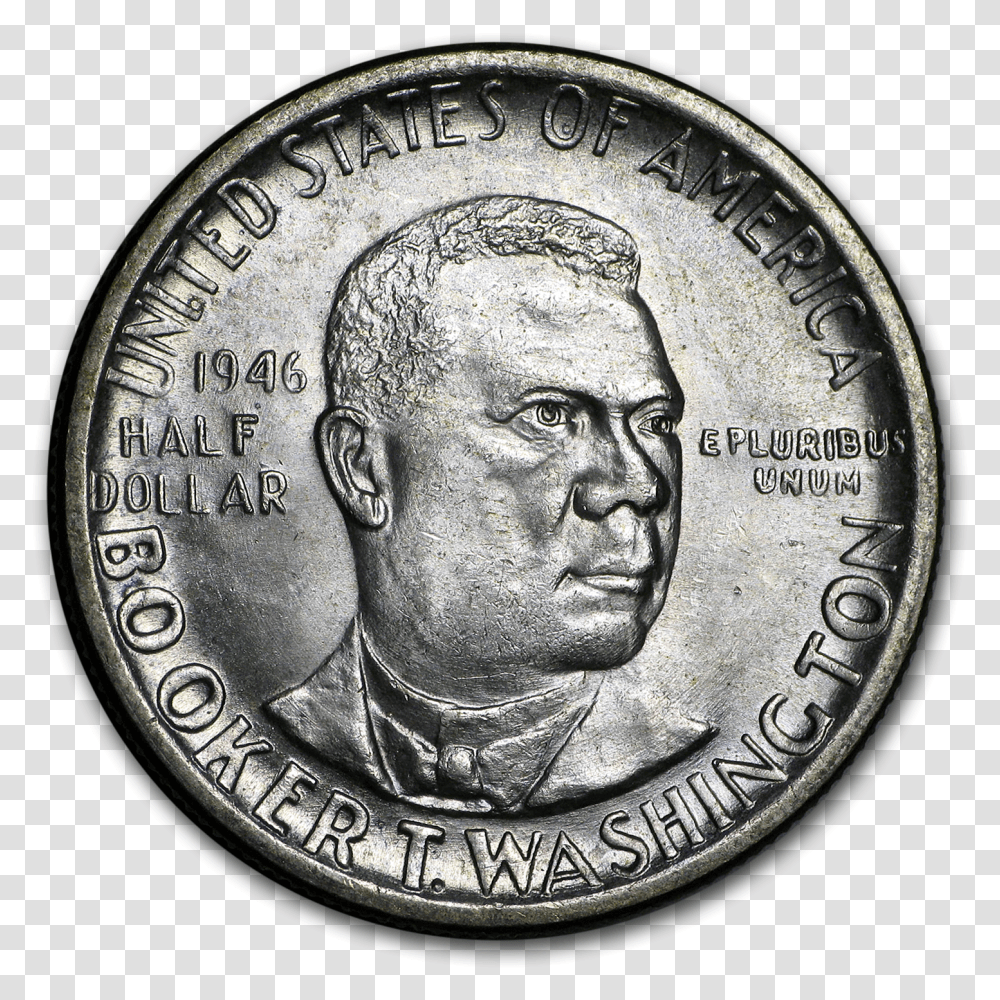Half Dollar 1946 Booker T Washington Half Dollar S Mint, Nickel, Coin, Money, Person Transparent Png