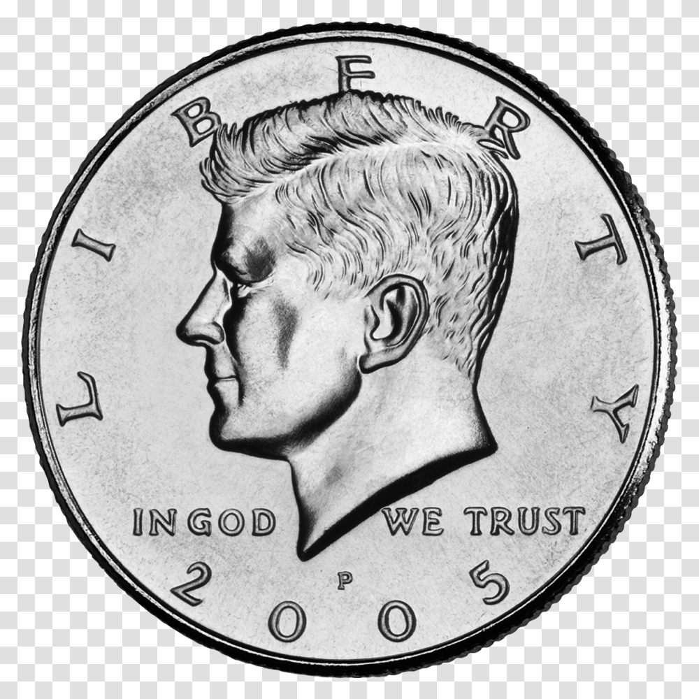 Half Dollar Obv Unc P, Coin, Money, Dime, Person Transparent Png