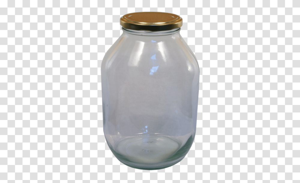 Half Gallon Pickle Jar With Gold Twist Off Lid, Shaker, Bottle, Milk, Beverage Transparent Png
