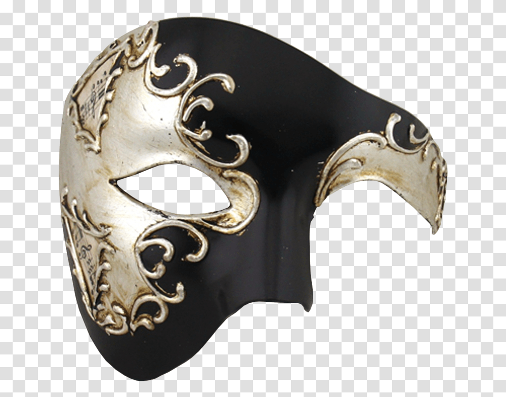 Half Mask Half Face Masquerade Mask, Apparel, Buckle, Helmet Transparent Png