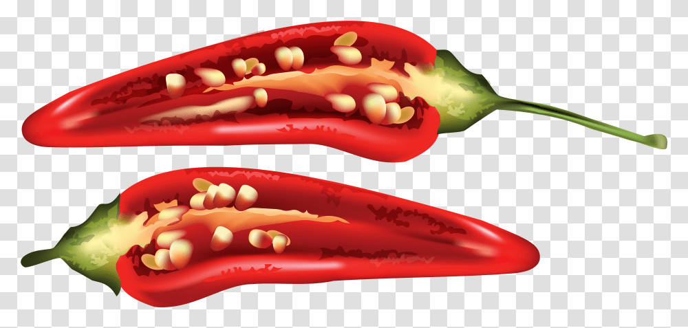 Half Red Chili Pepper Clip Art Image Red Chilli In Half Transparent Png