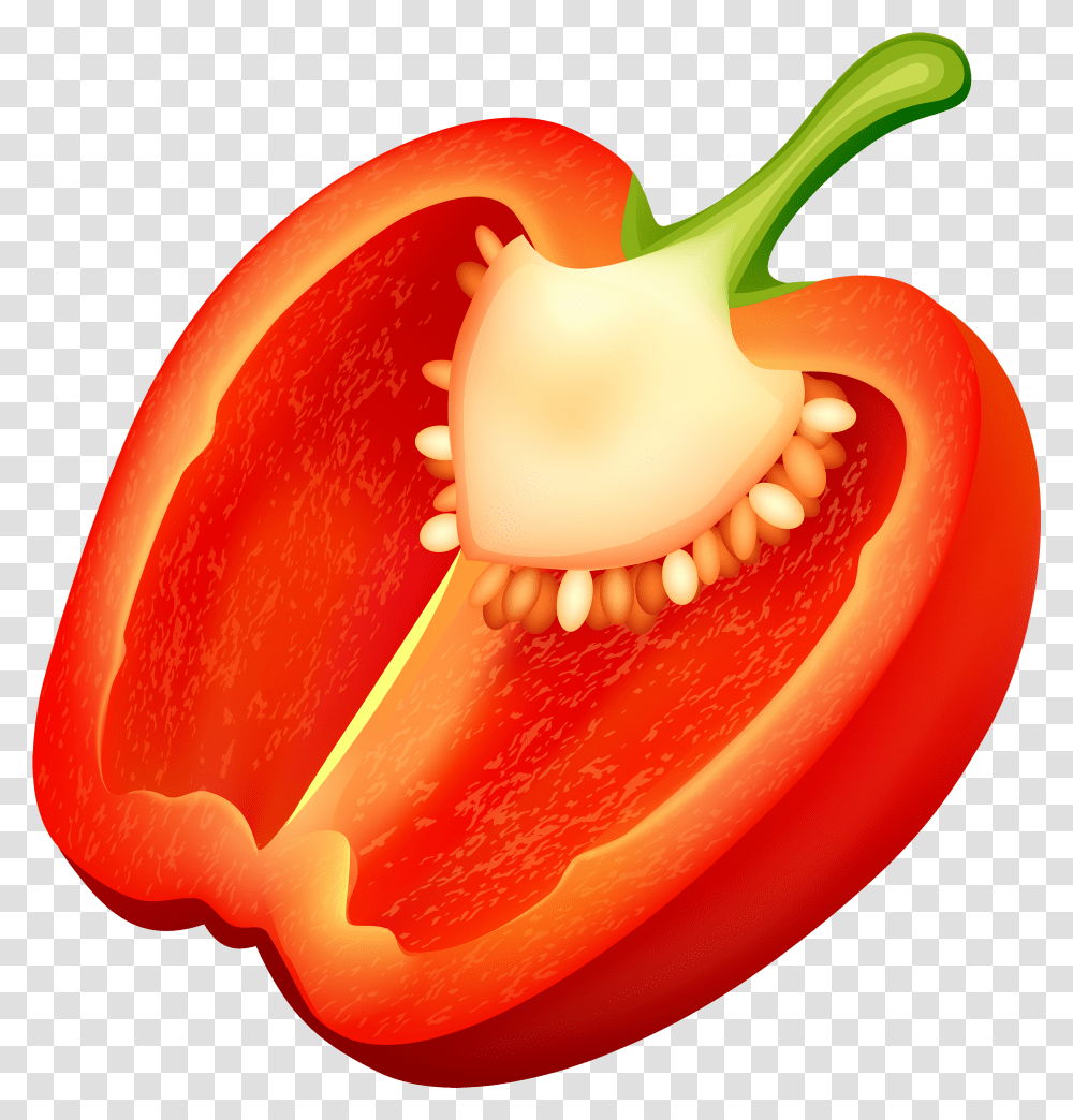 Half Red Pepper Clipart Peppers Vegetables Or Fruits, Plant, Food, Bell Pepper, Ketchup Transparent Png