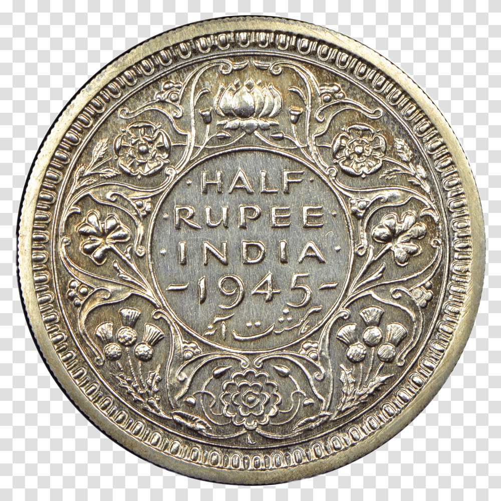 Half Rupee Coin 1943 India 1 2 Rupee, Money, Nickel, Rug, Dime Transparent Png
