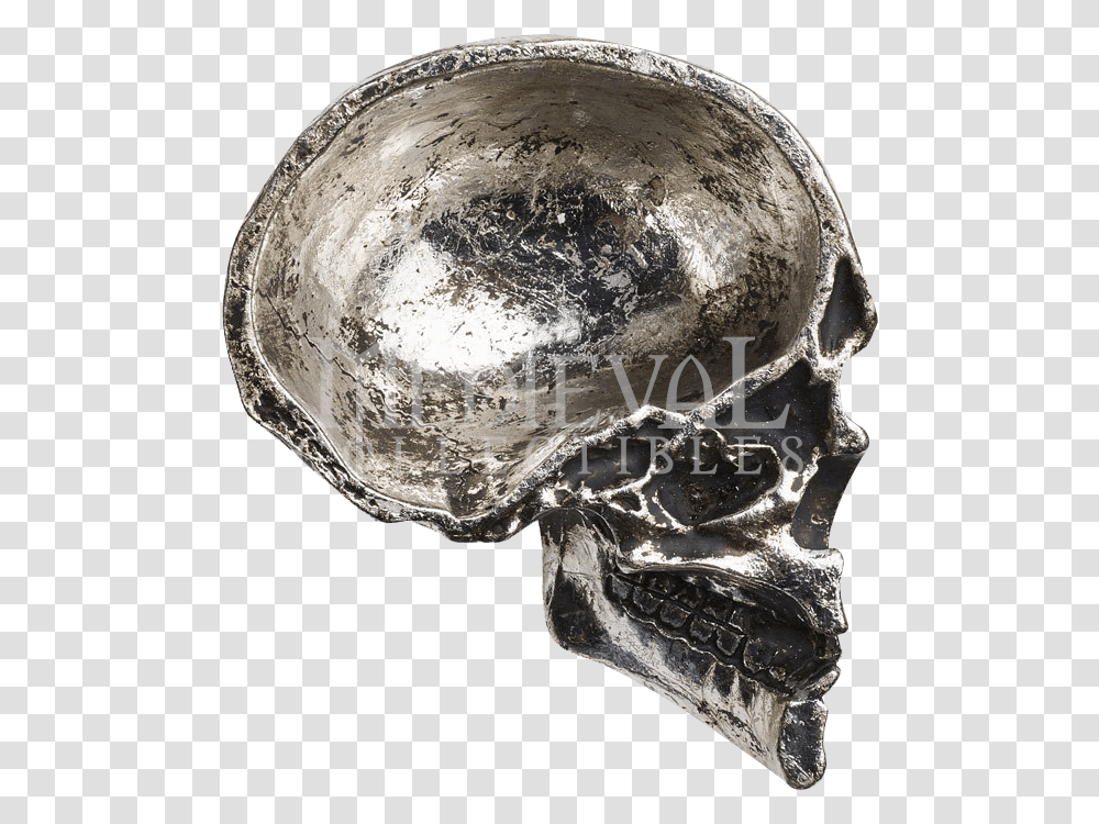 Half Skull Trinket Dish Skull, Helmet, Apparel, Silver Transparent Png