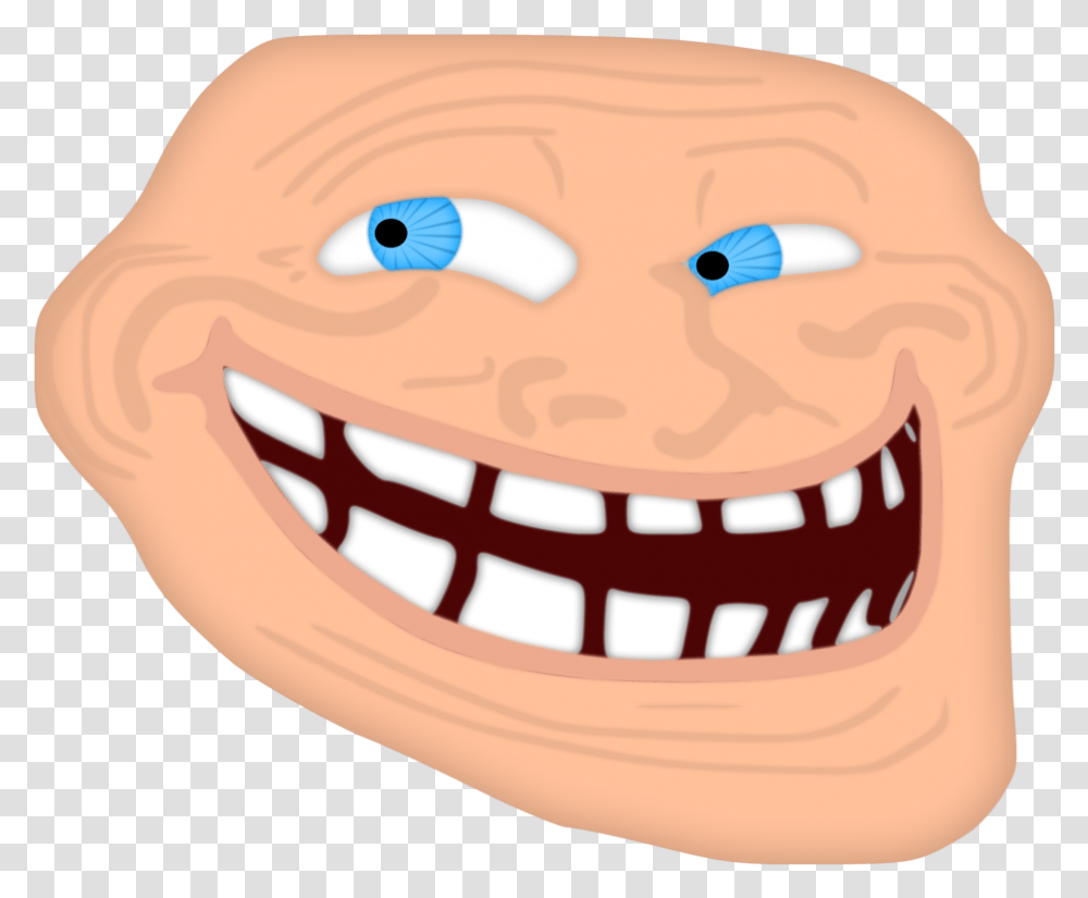 Half Troll Face Troll Face Color, Food, Toy, Teeth, Mouth Transparent Png