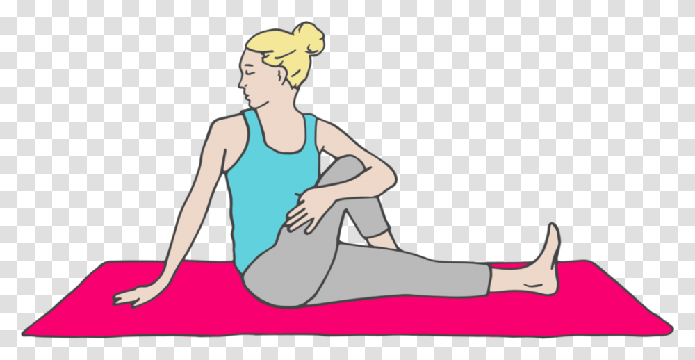 Half Twist Pose Sitting, Person, Human, Working Out, Sport Transparent Png