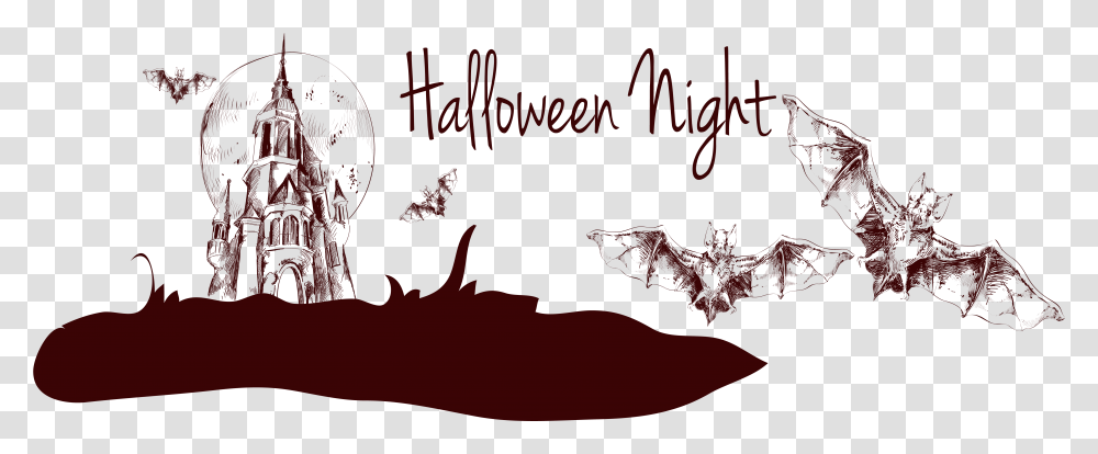 Halloween Banner Illustration Painted Haunted House Castle Fiction, Text, Skin, Dragon, Tree Transparent Png