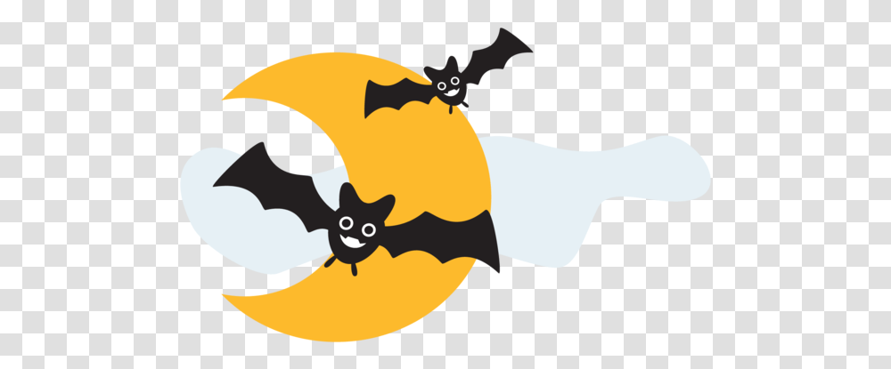 Halloween Bats And Moon For Fictional Character, Mammal, Animal, Wildlife, Cat Transparent Png