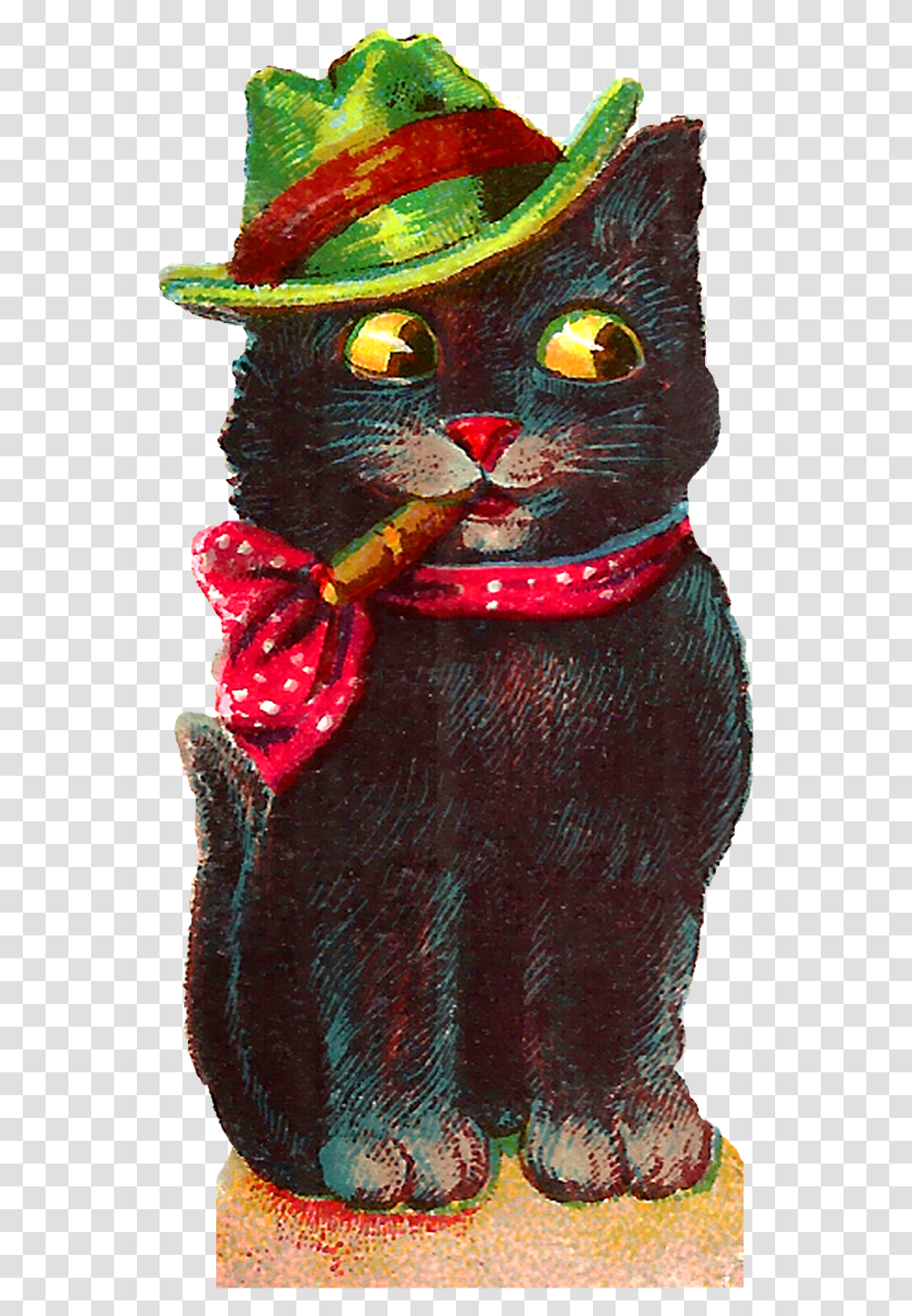 Halloween Black Cat Free Download Cat Wearing A Hat Clipart, Crowd, Parade, Mask, Crystal Transparent Png