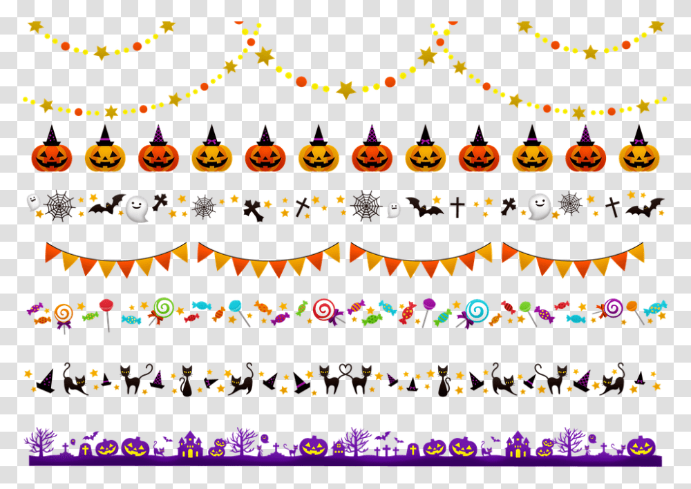 Halloween Border Halloween Ghosts Skulls Pumpkins, Chandelier, Lamp, Pac Man Transparent Png