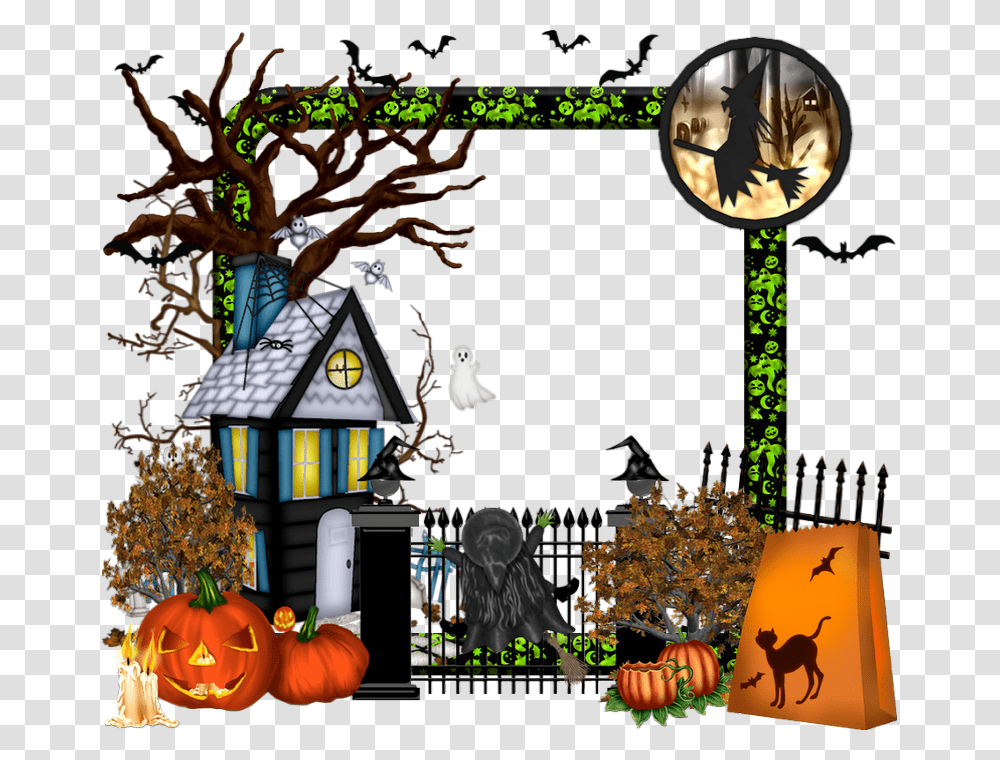 Halloween Cadres Clusters, Clock Tower, Architecture, Building, Plant Transparent Png