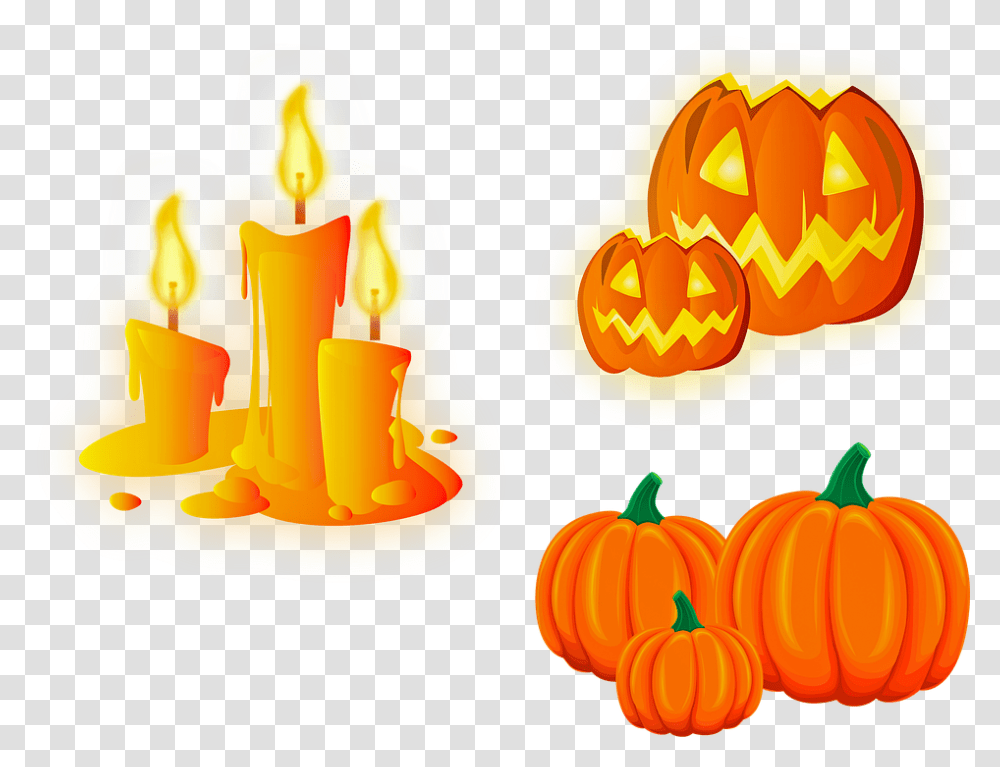 Halloween Candle Halloween Pumpkins Candle Halloween Halloween Candle, Plant, Vegetable, Food, Birthday Cake Transparent Png
