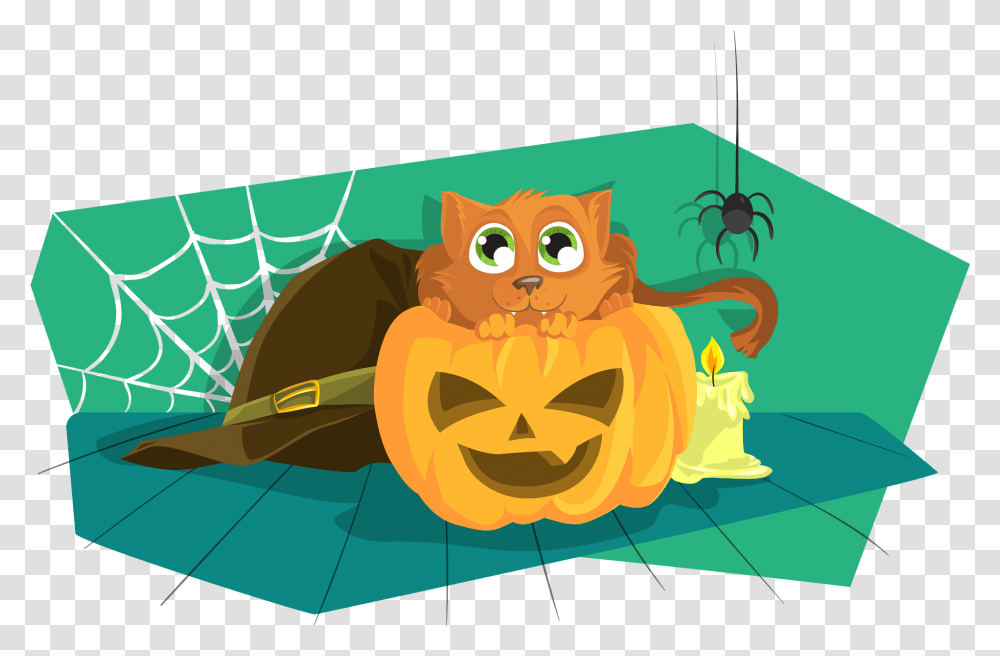Halloween Cat And Spider Clipart Free Download Historia De Halloween Para, Animal, Graphics, Photography, Mammal Transparent Png