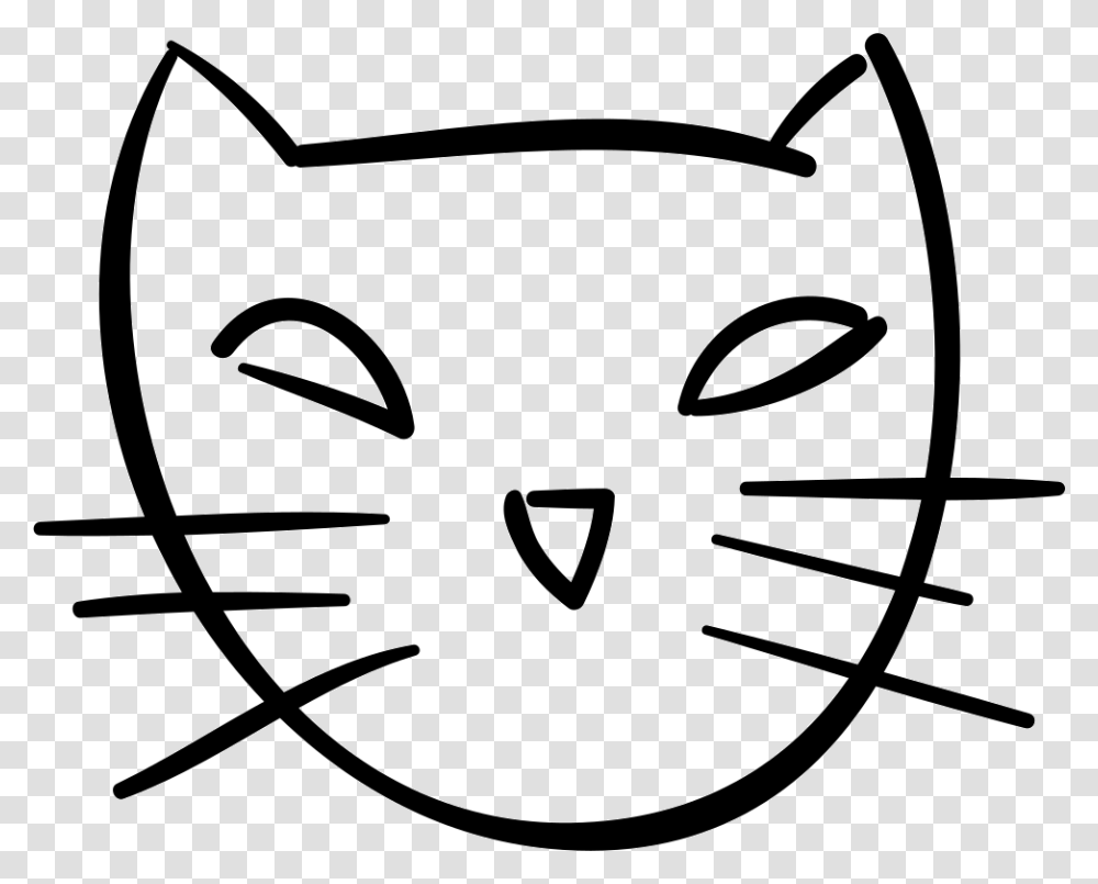 Halloween Cat Face Outline Outline Cat Face, Label, Stencil, Sticker Transparent Png