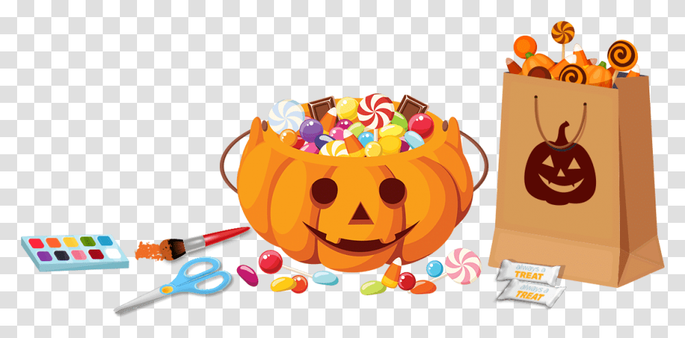 Halloween Central Always A Treat Halloween Candy Bucket Clip Art Free, Sweets, Food, Confectionery, Birthday Cake Transparent Png