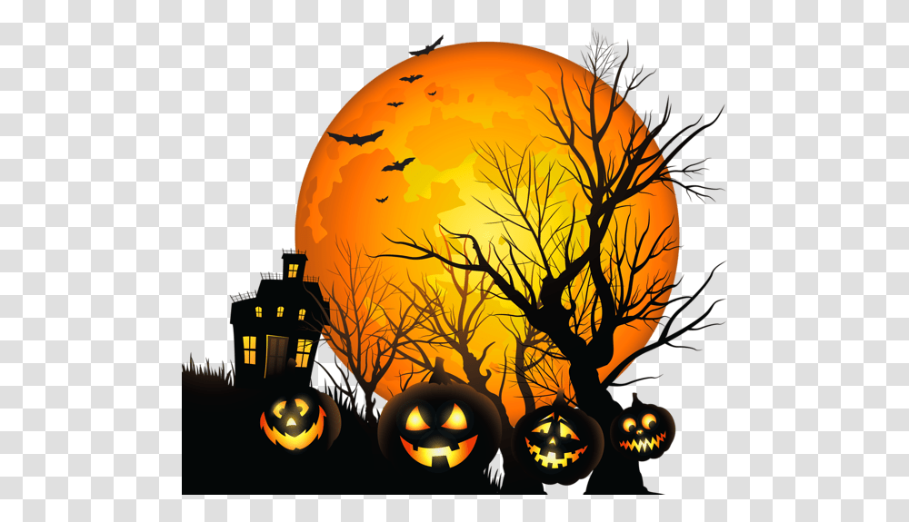 Halloween Clipart Full Moon Graphic Freeuse Stock Large Haunted House Halloween Clip Art Transparent Png