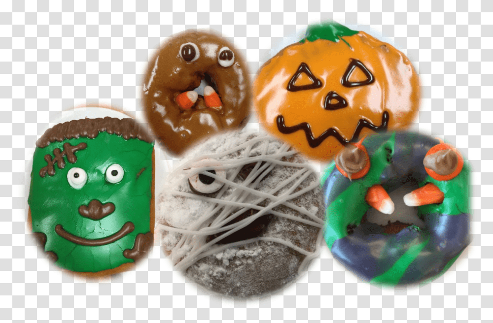 Halloween Donuts Grouped Chocolate, Sweets, Food, Confectionery, Dessert Transparent Png
