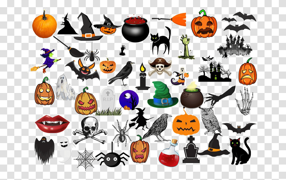 Halloween Elements Clipart Mart Cartoon, Label, Text, Poster, Advertisement Transparent Png