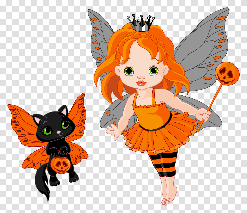 Halloween Fairy And Cat 0 Cliparts Fairy Halloween Clip Art, Leisure Activities, Toy, Person, Human Transparent Png