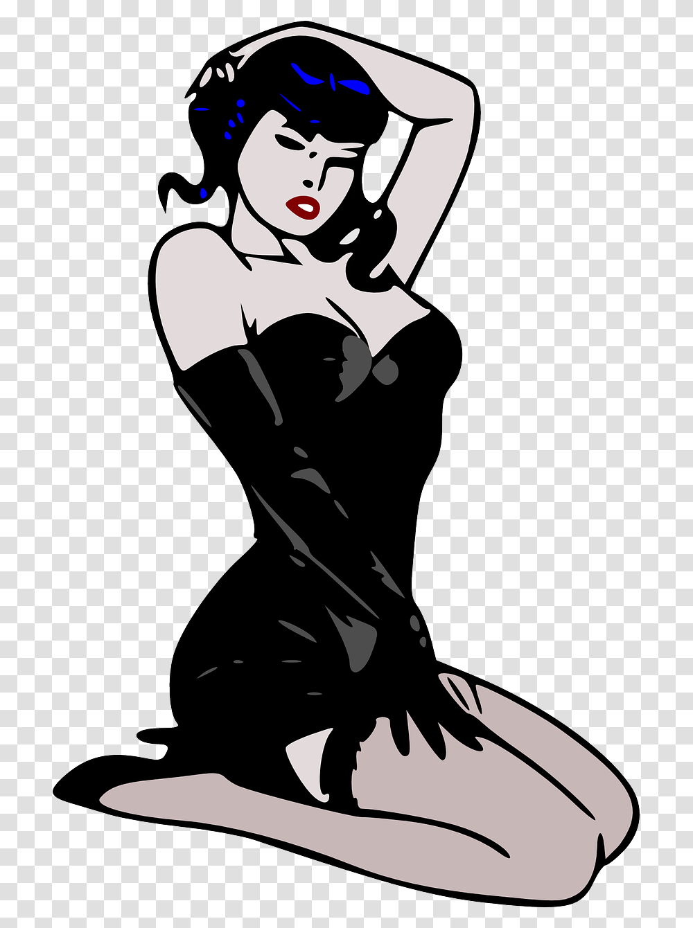 Halloween Feeling Sexy In Black Lingerie With This Irony Of A Blowjob, Performer, Leisure Activities, Kneeling, Stencil Transparent Png