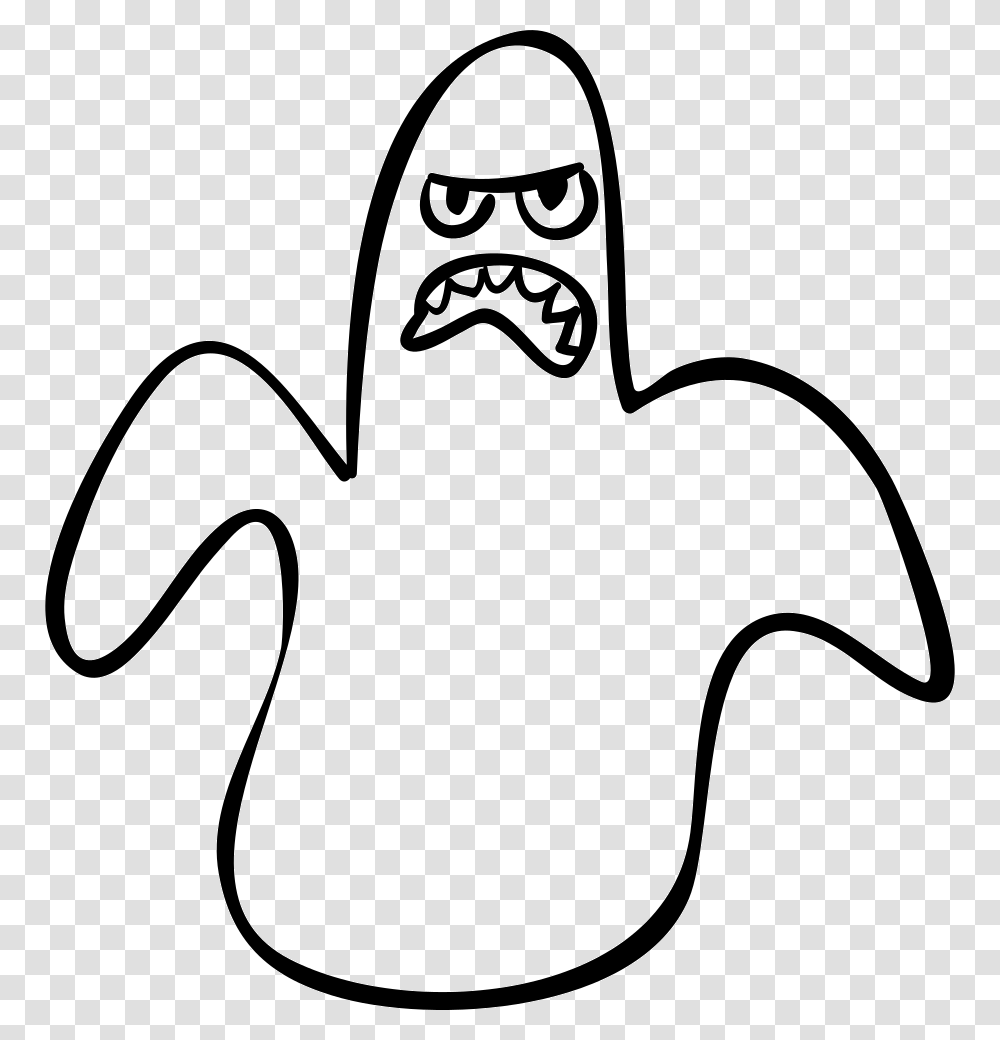 Halloween Ghost Outline Scary Shape Scary Shape, Stencil, Label, Silhouette Transparent Png