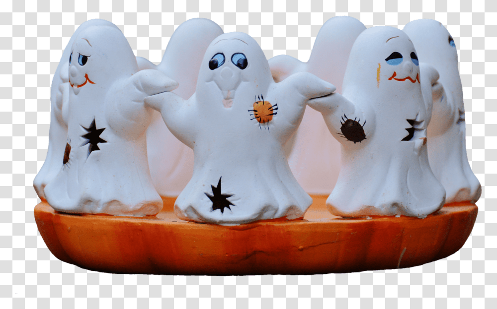 Halloween Ghosts Ghost Group Cute Pictoword Level, Figurine, Sweets, Food, Snowman Transparent Png
