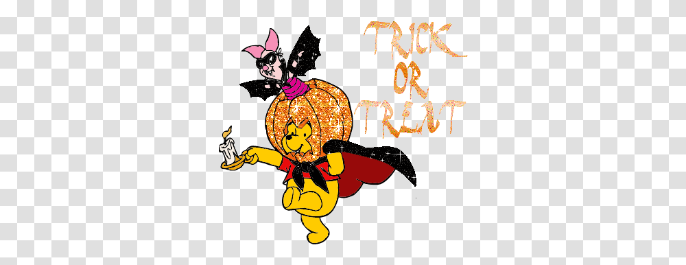 Halloween Glitter Gif Winnie The Pooh Trick Or Treating, Costume, Advertisement, Crowd, Poster Transparent Png