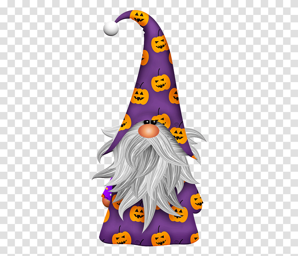 Halloween Gnome Clipart Free Download Fall Gnome Clipart, Clothing, Apparel, Party Hat, Bird Transparent Png