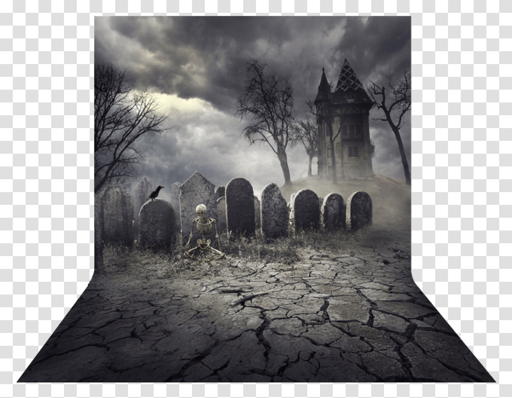 Halloween Graveyard Cemetary Freetoedit Spooky Church And Graveyard, Nature, Soil, Outdoors, Person Transparent Png