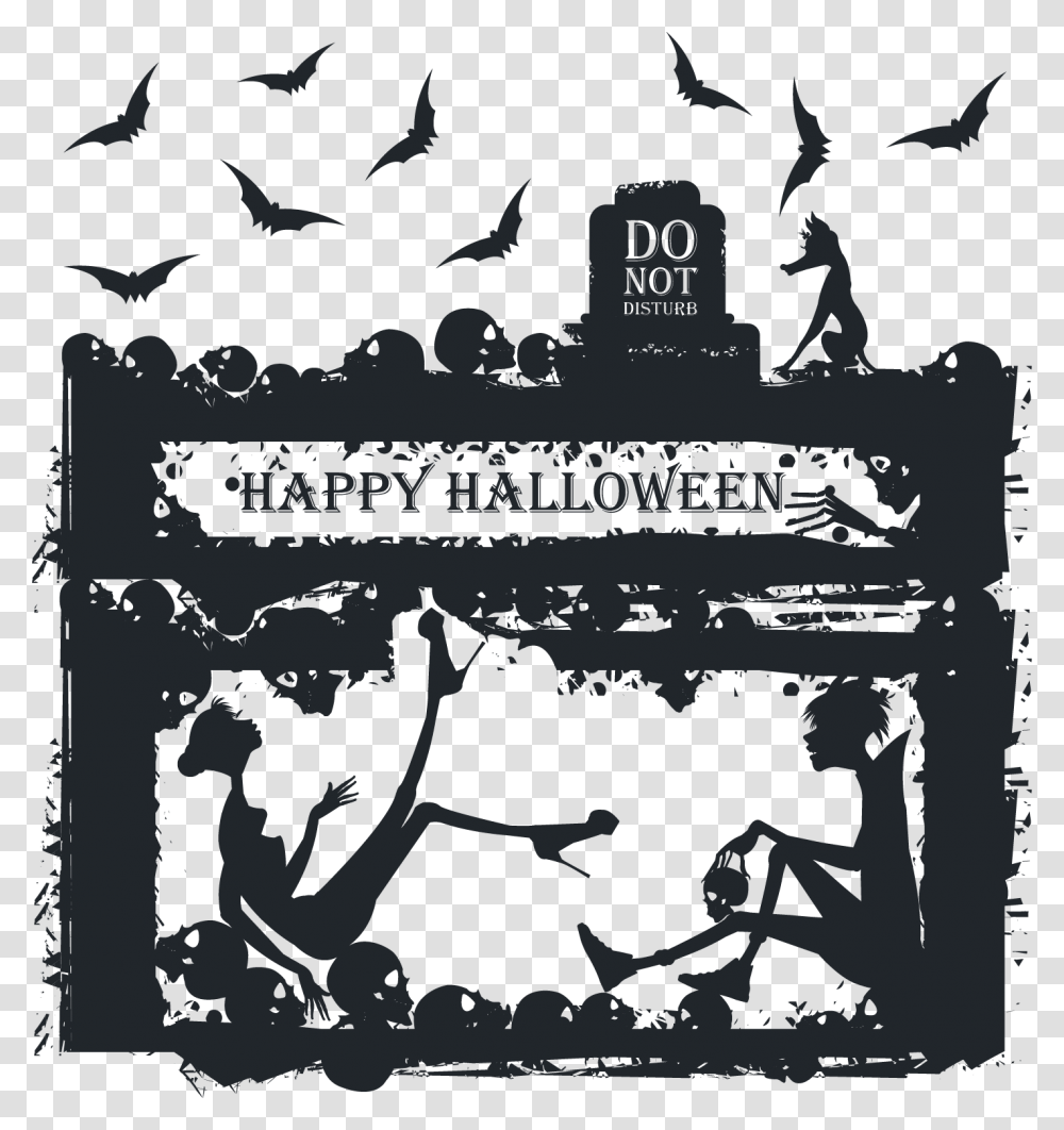 Halloween Greeting Card Illustration Happy Holidays Clip Art, Bird, Animal, Silhouette, Poster Transparent Png