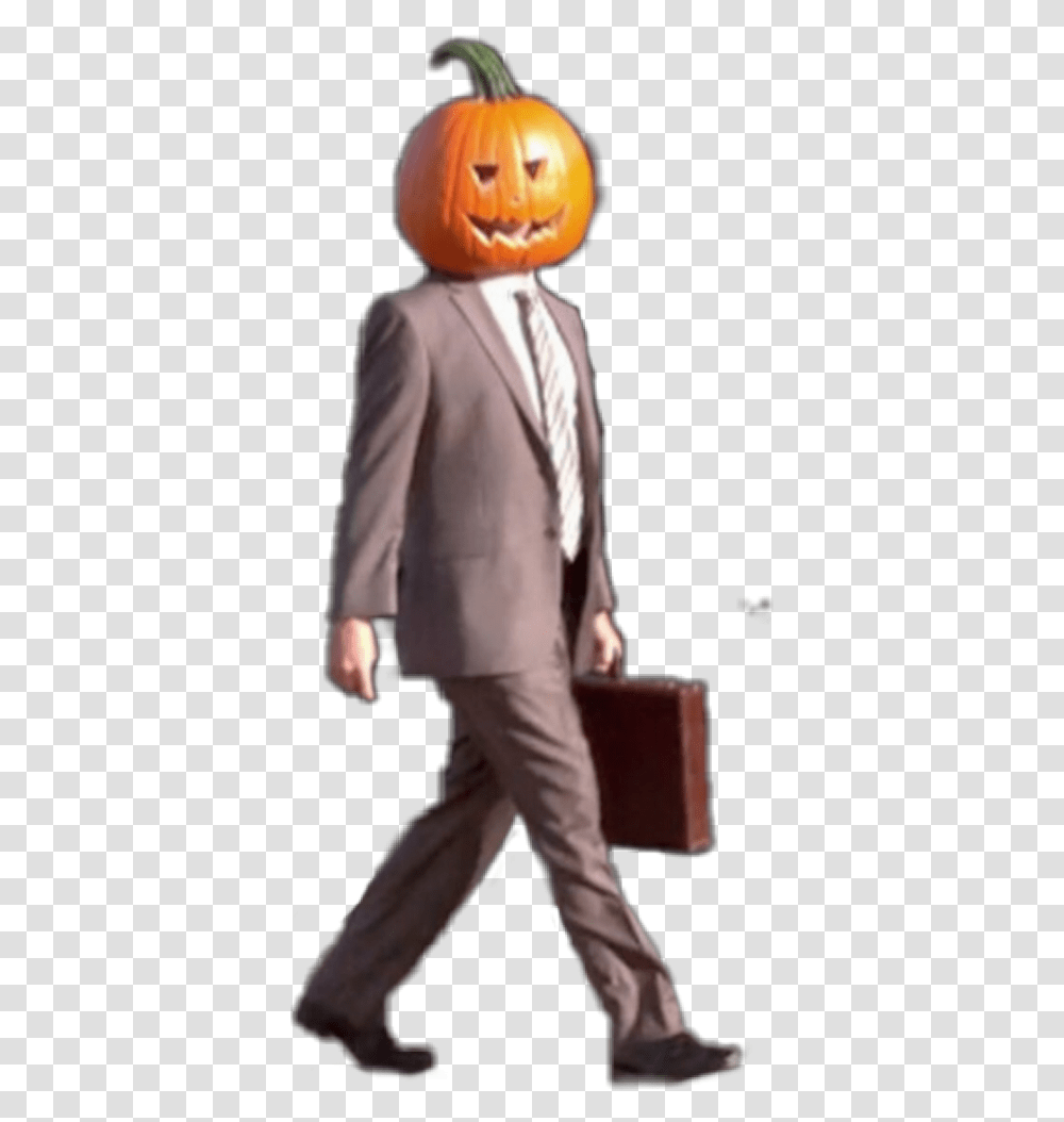 Halloween Halloweenmeme Pumpkinhead Man Suit, Apparel, Overcoat, Briefcase Transparent Png