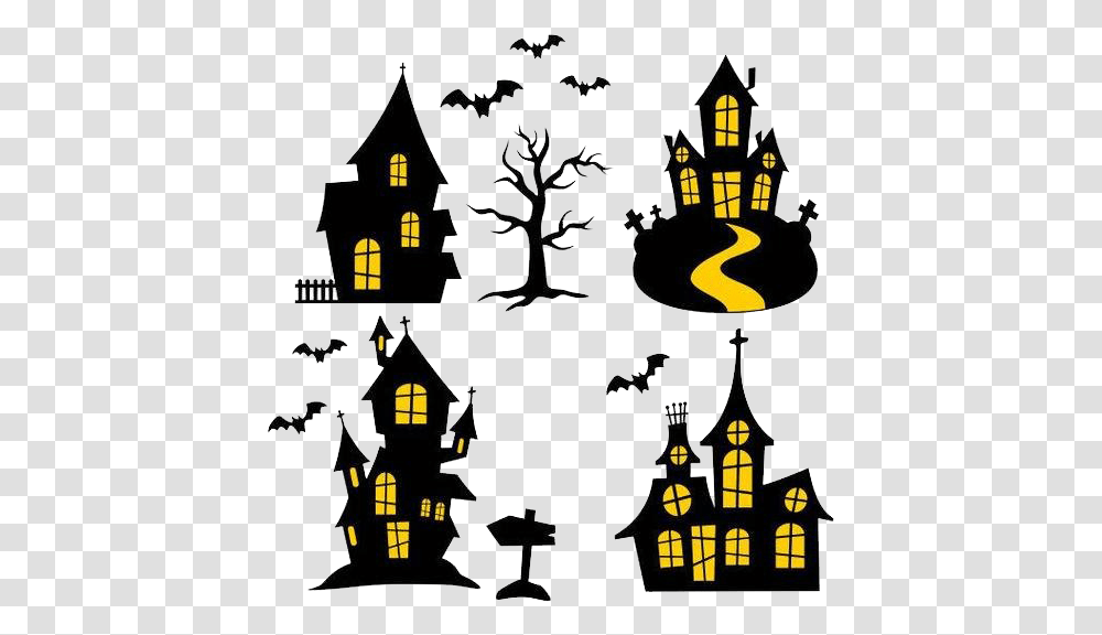 Halloween Haunted House Image Simple Haunted House Silhouette, Lighting, Poster, Advertisement Transparent Png