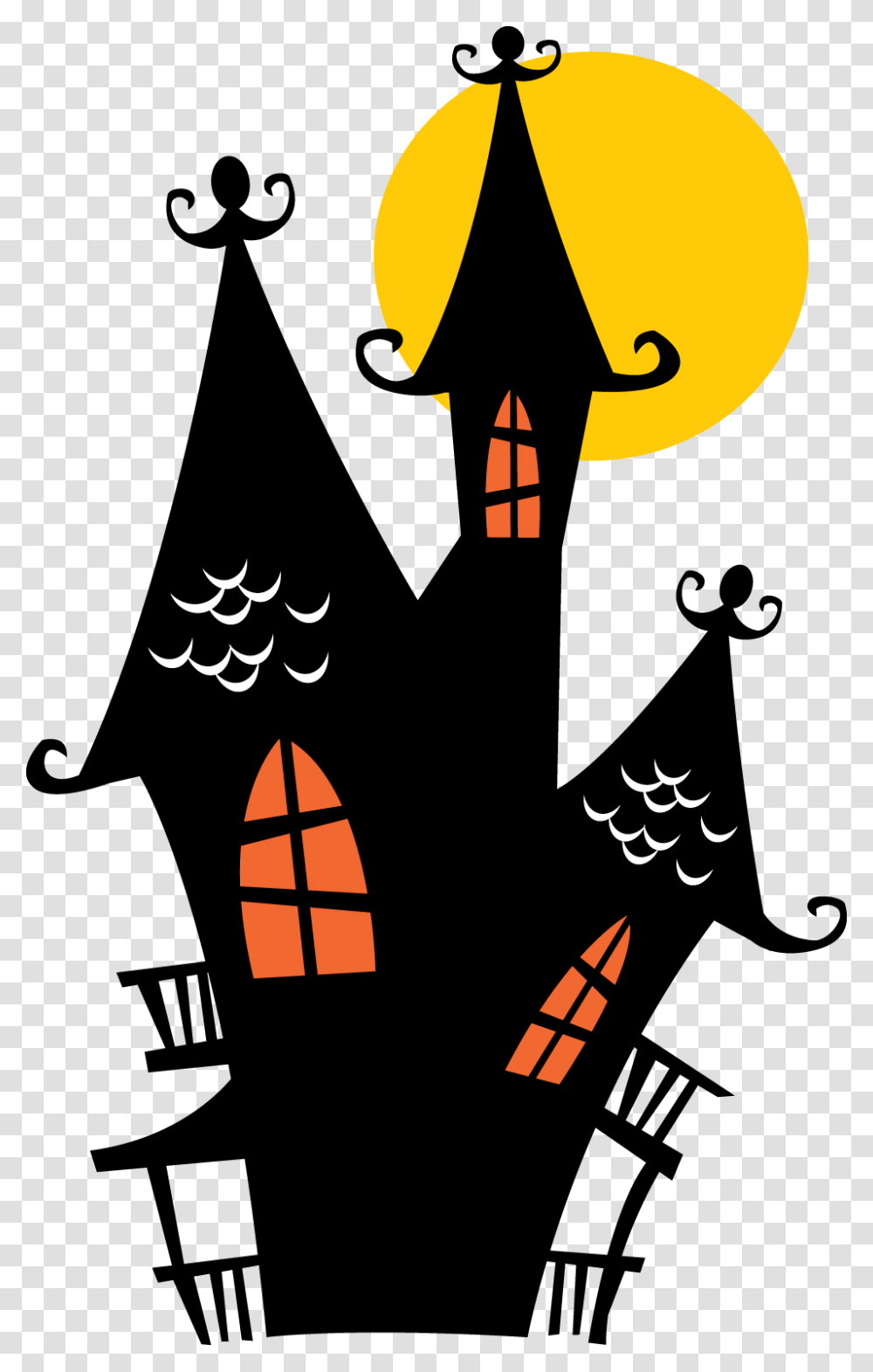 Halloween Haunted Houses Clipart Halloween Cartoon Haunted House, Poster, Silhouette, Outdoors Transparent Png