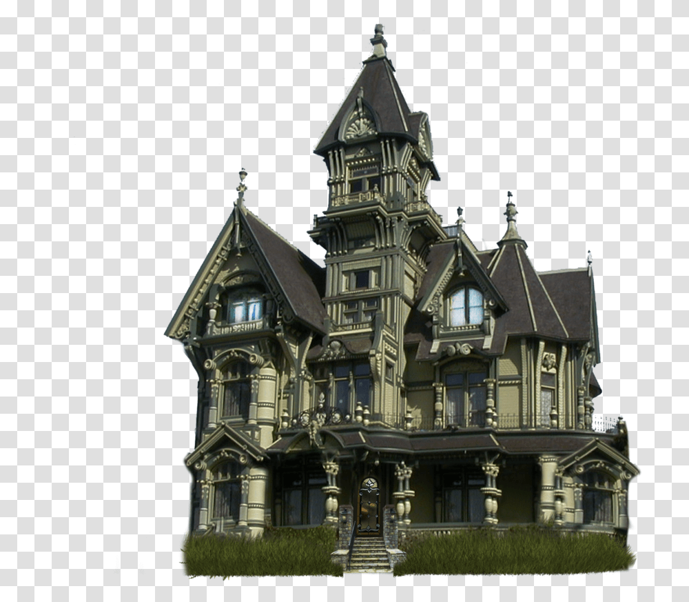 Halloween House Image Arts Carson Mansion, Housing, Building, Spire, Tower Transparent Png