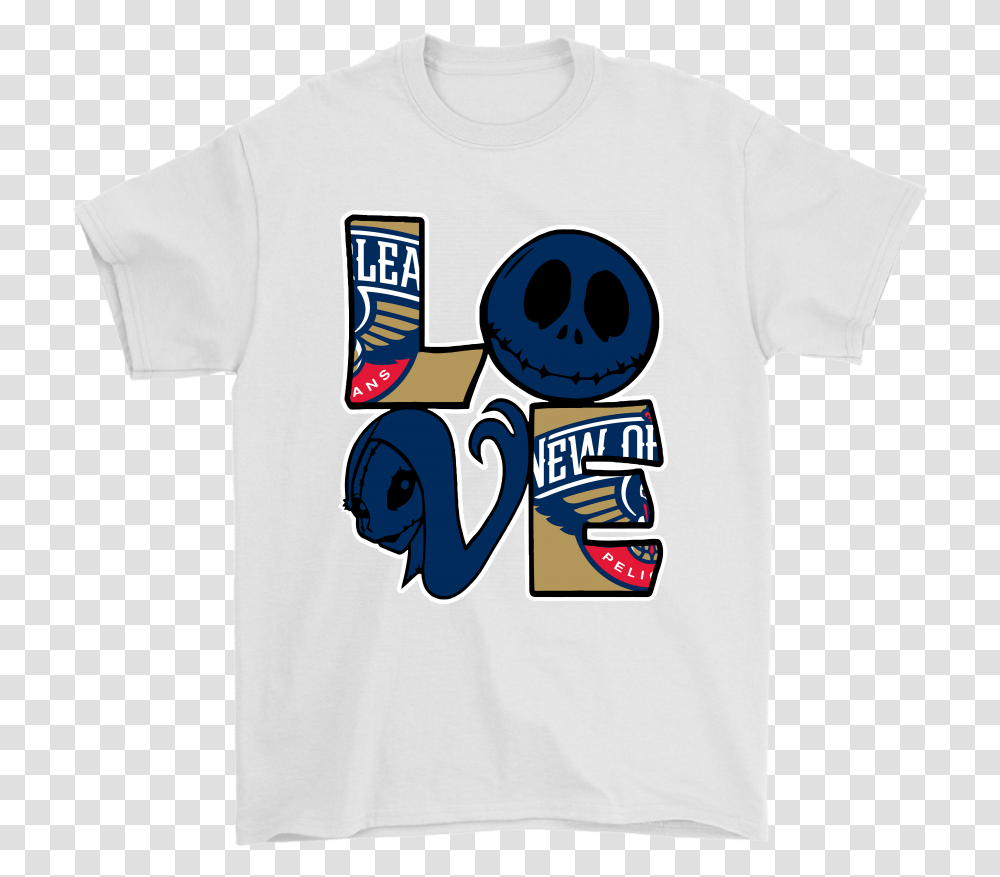 Halloween Jack And Sally Love The New Orleans Pelicans Nba Short Sleeve, Clothing, Apparel, T-Shirt, Text Transparent Png